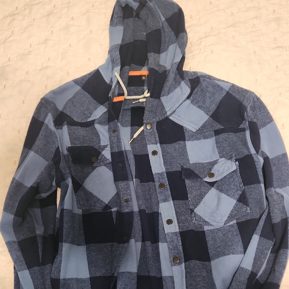 Blue Plaid Men's Lightweight Shirt Jacket